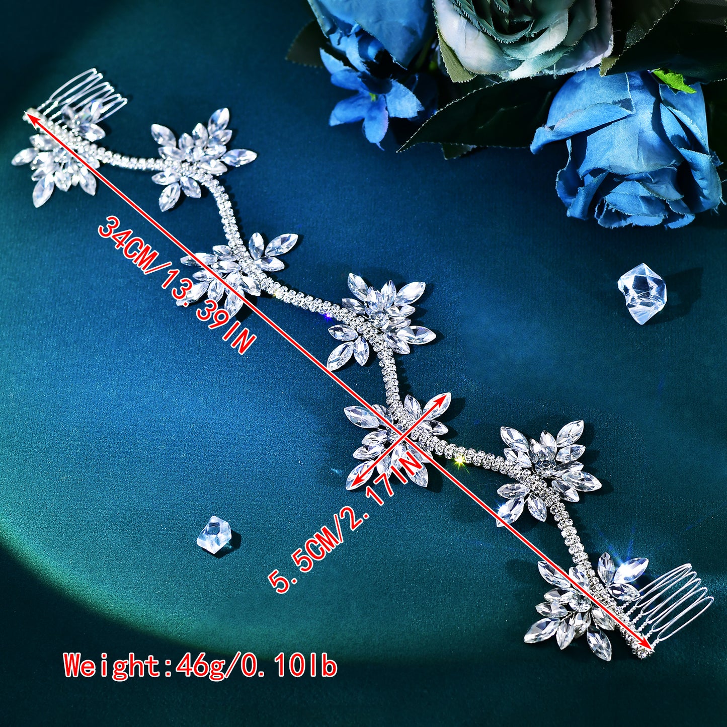 BRIDELLA BHP618 Rhinestone Hair Comb Bridal Forehead Hair Pieces Handmade Crystal Flowers Woman Wedding Hair Accessory Pageant Headband