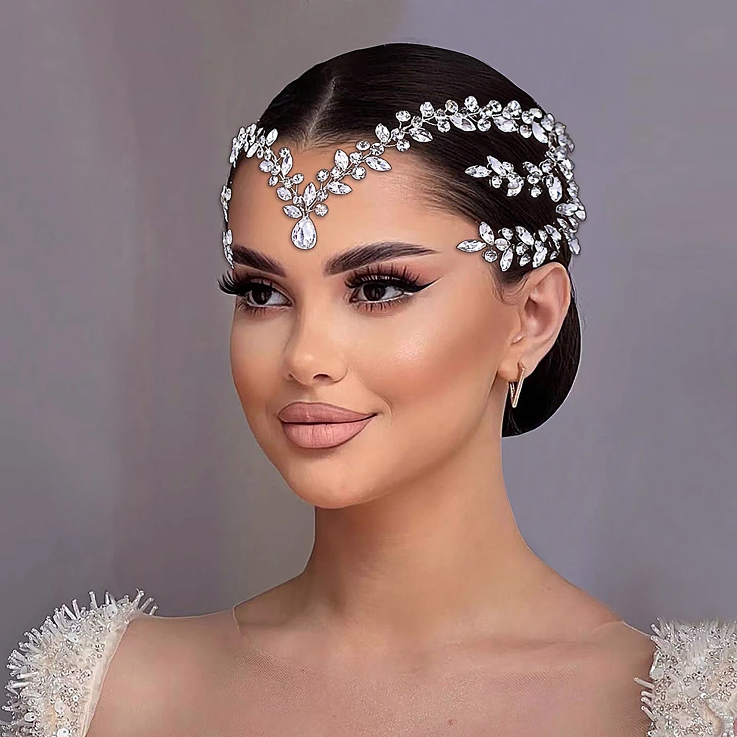 BRIDELLA BHP599 Forehead Headband Sparkling Rhinestone Headpieces For Wedding Women Prom Party Head Jewelry Accessories