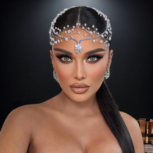 BHP592-S silver rhinestone pearl tiara