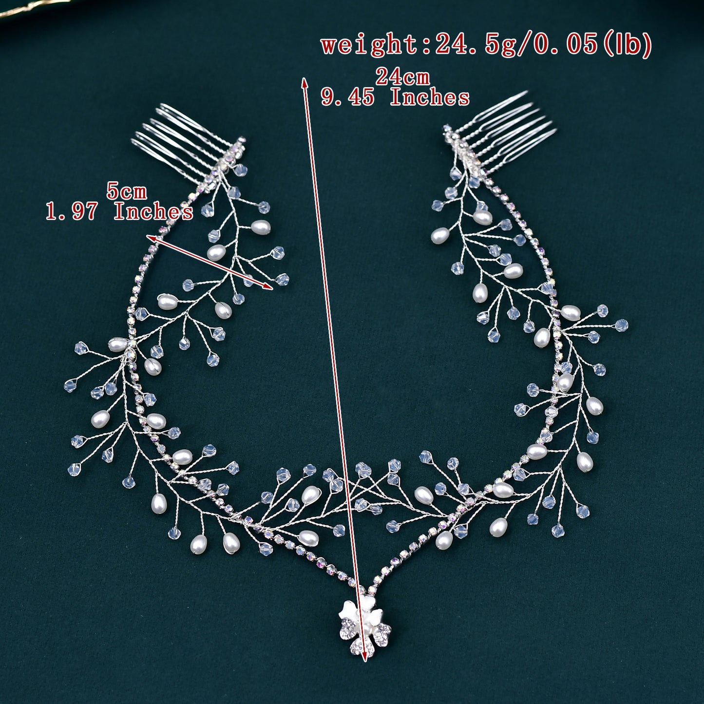BRIDELLA BHP592 Pearl Wedding Headband with Combs Woman Hair Clip Bride Tiara Headpiece Rhinestone Bridal Headwear Accessories