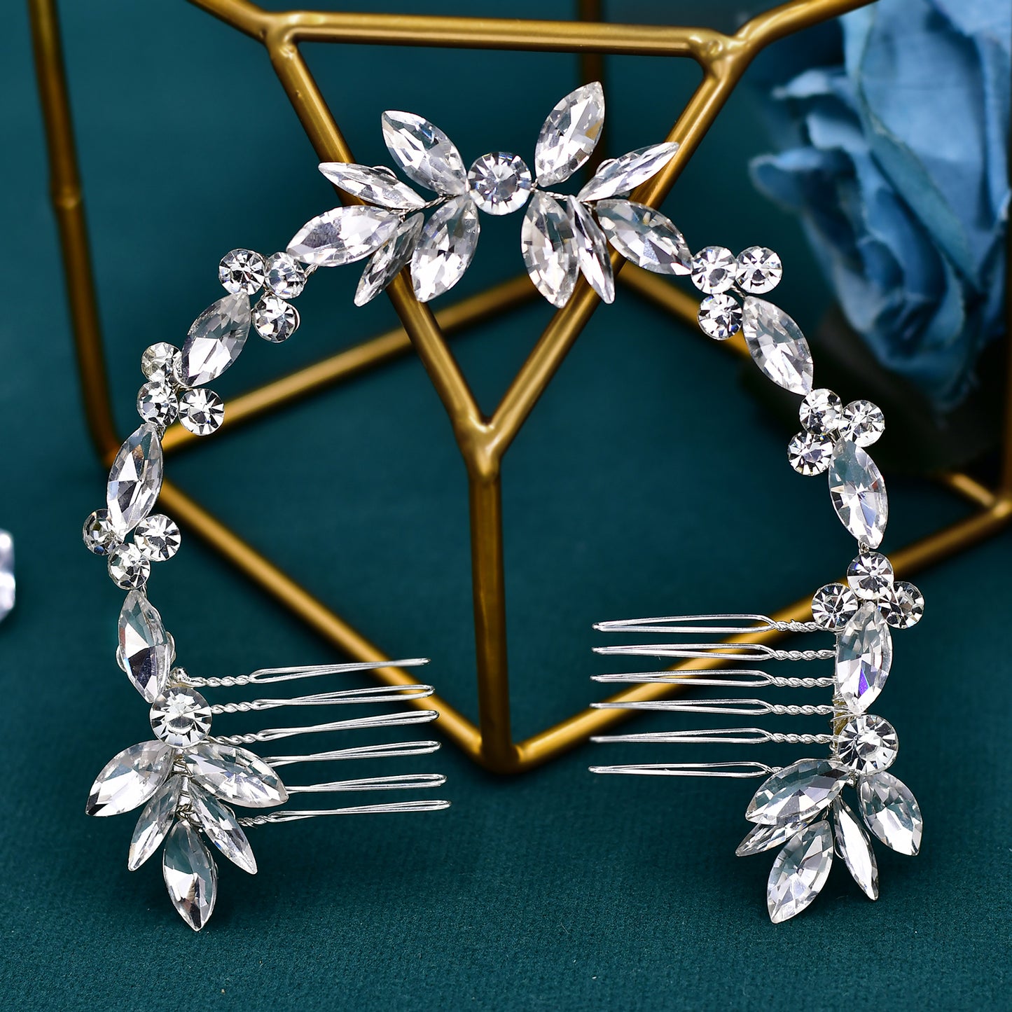 BRIDELLA BHP564 Bridal Rhinestone Hair Combs Women Headpiece Handmade Wedding Hair Accessories Ornament Bride Head Chain