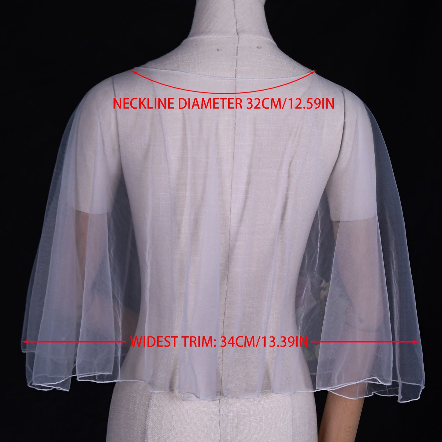BRIDELLA BVG89 Women's Tulle Shawl Cardigan Dress Decorated Cape Short Top