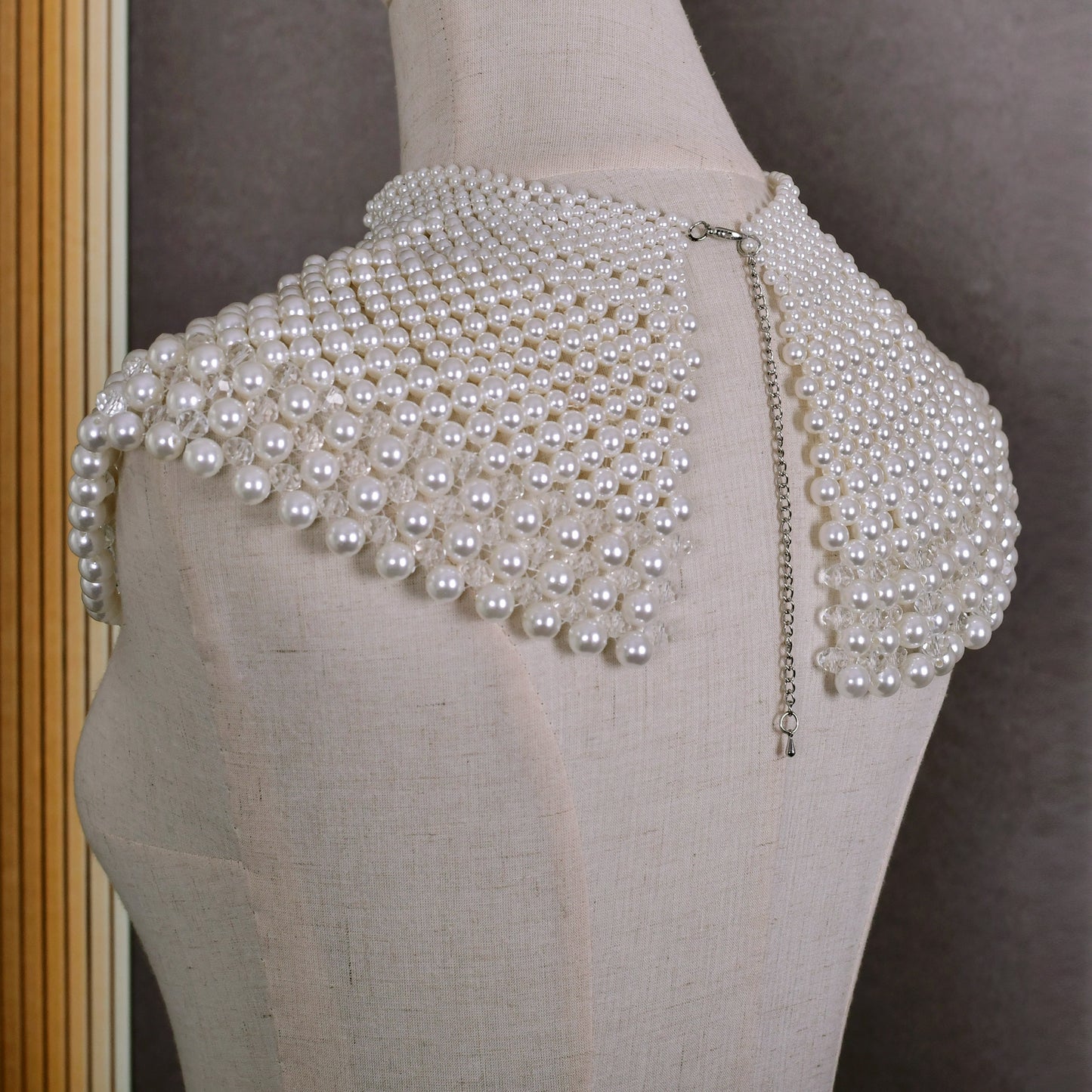BRIDELLA BVG68 Luxury Handmade Custom Women's Choker Pearl Beaded Round Neck Large Necklace