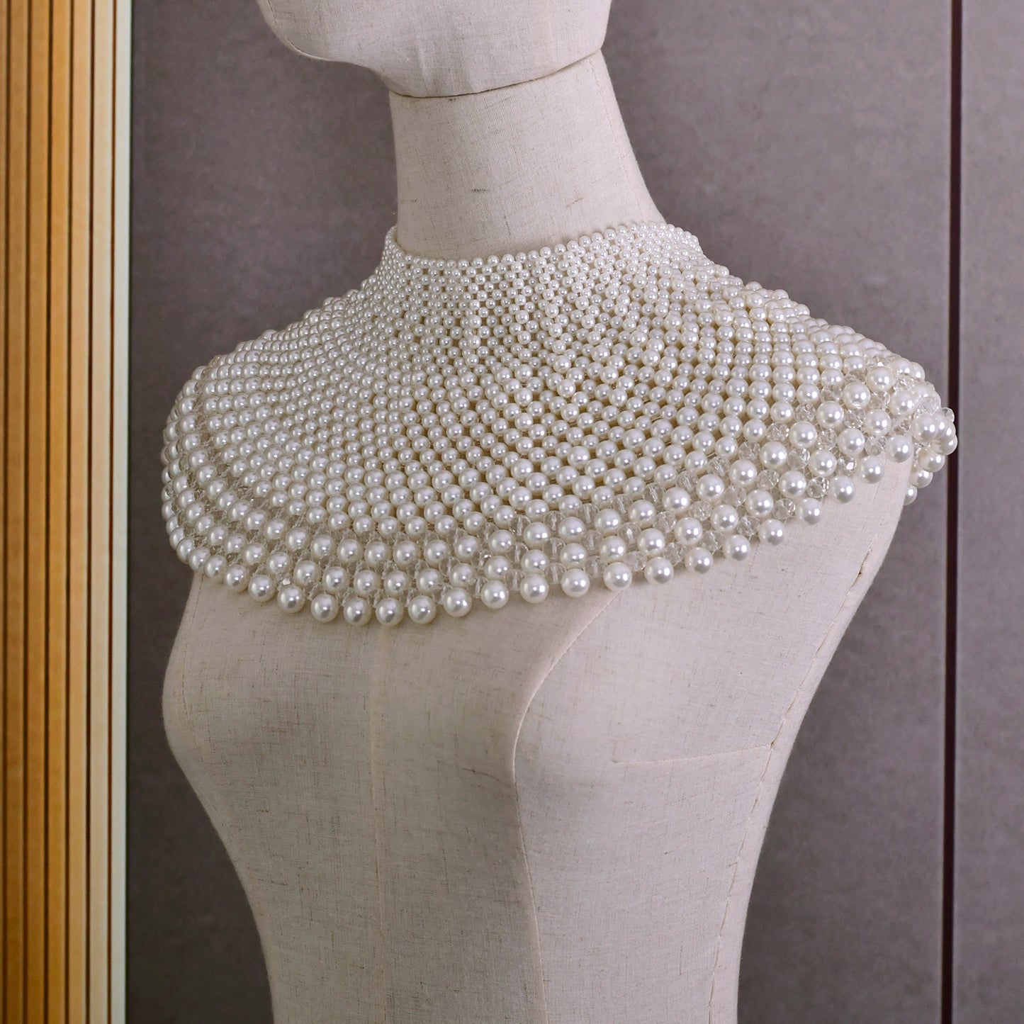 BRIDELLA BVG68 Luxury Handmade Custom Women's Choker Pearl Beaded Round Neck Large Necklace