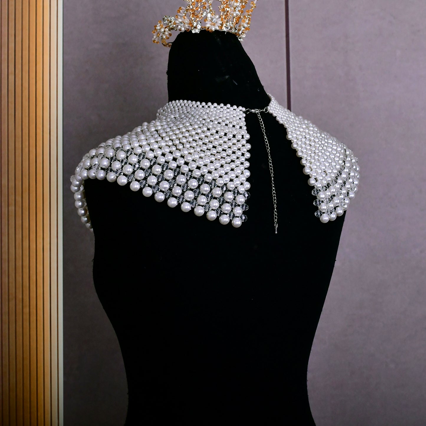 BRIDELLA BVG68 Luxury Handmade Custom Women's Choker Pearl Beaded Round Neck Large Necklace