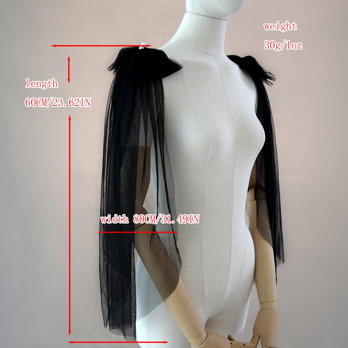BRIDELLA BVG34 Cute Bowknot Double Shoulder Shawl Women's Dress with Fake Sleeves