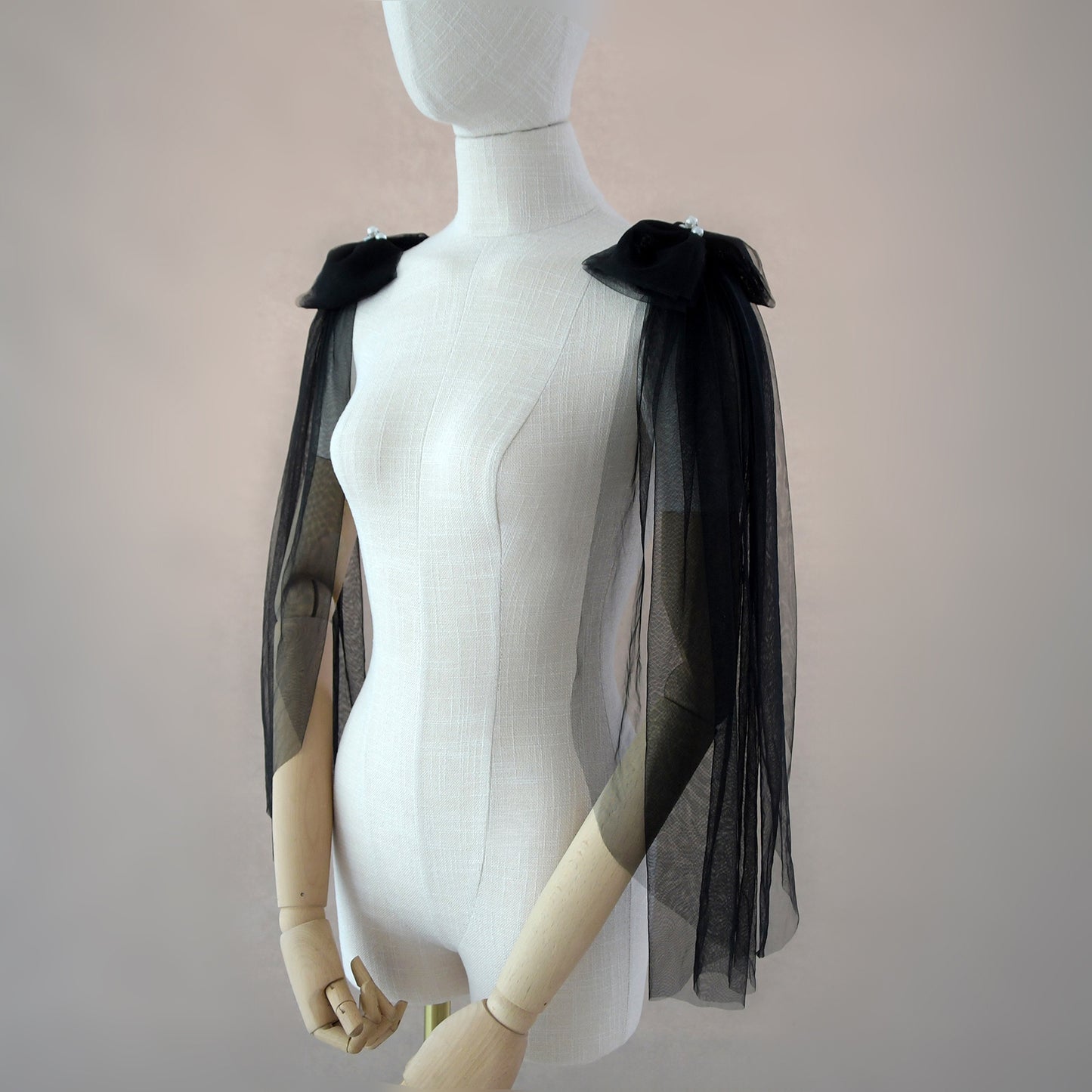 BRIDELLA BVG34 Cute Bowknot Double Shoulder Shawl Women's Dress with Fake Sleeves