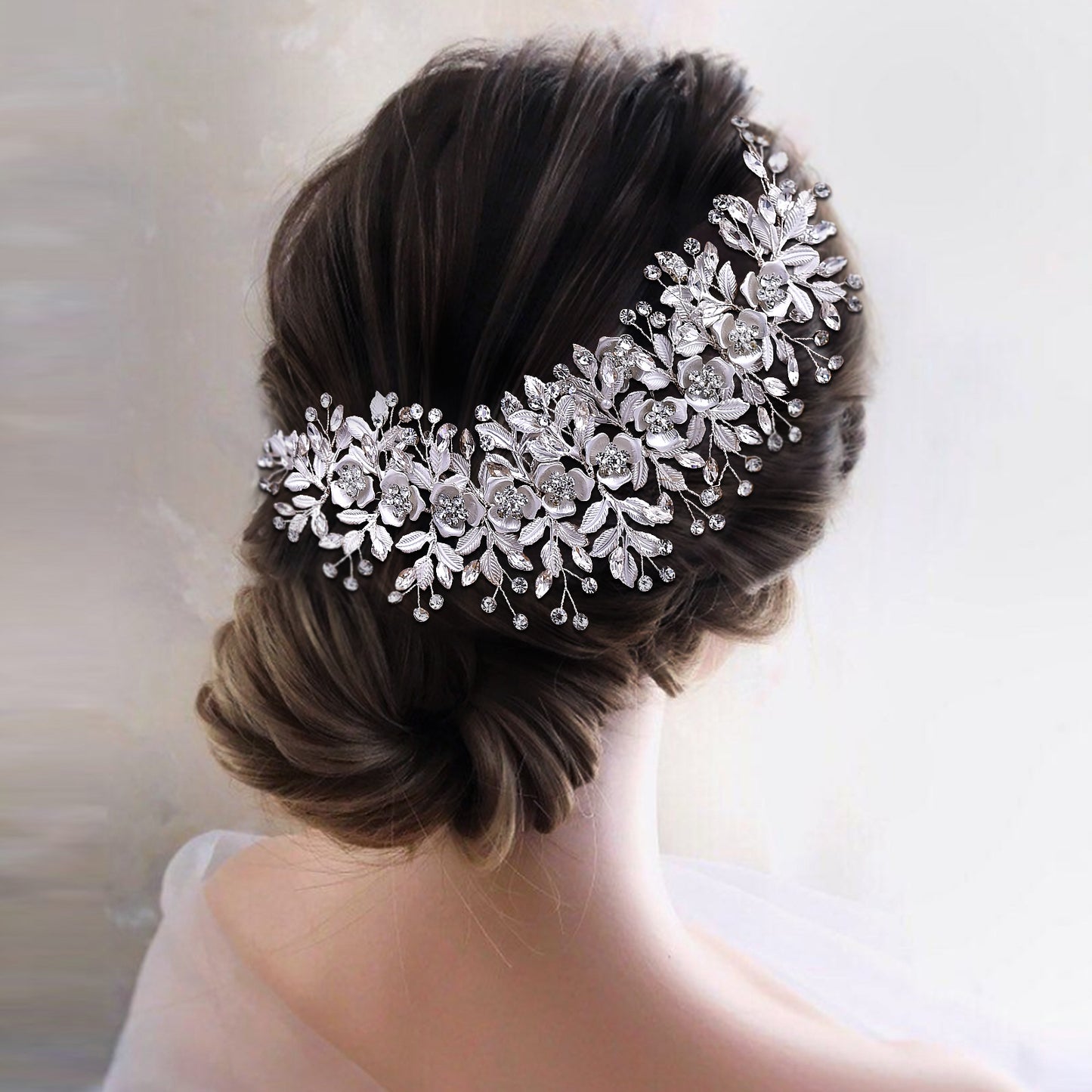 BRIDELLA BHP349 Bridal Hair Accessories Wedding Headpiece Bridal Headband Alloy Flower Women Headwear Bridesmaid Headdress