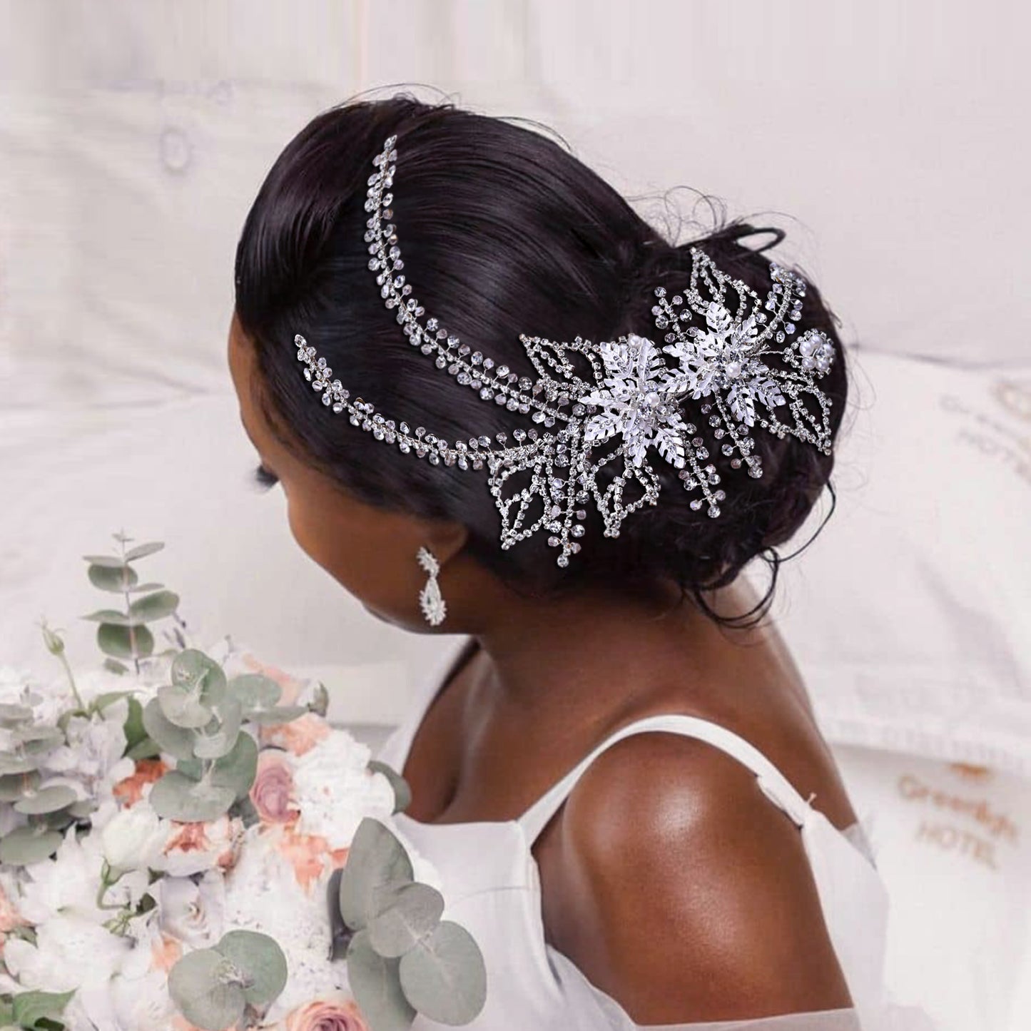 BRIDELLA BHP254 Wedding Hair Accessories Rhinestone Tiara Bridal Headdress Pageant Crown Woman Hair Clip Bridal Hairpin for Party