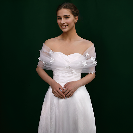 MG48-I ivory lace mesh shawl