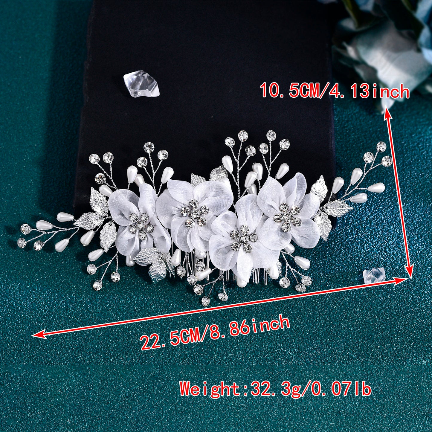 BRIDELLA BHP756 Trendy Bride Flower Comb Pearl Wedding Headwear Women Side Comb Hair Accessories Floral Tiaras Headpiece