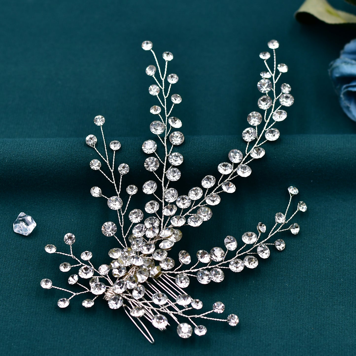 BRIDELLA BHP590 Silvery Rhinestone Bridal Hair Comb Wedding Hair Accessories Handmade Bride Head Piece Woman Headdress for Party