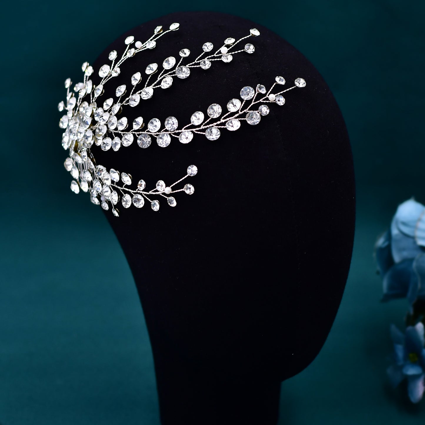 BRIDELLA BHP590 Silvery Rhinestone Bridal Hair Comb Wedding Hair Accessories Handmade Bride Head Piece Woman Headdress for Party