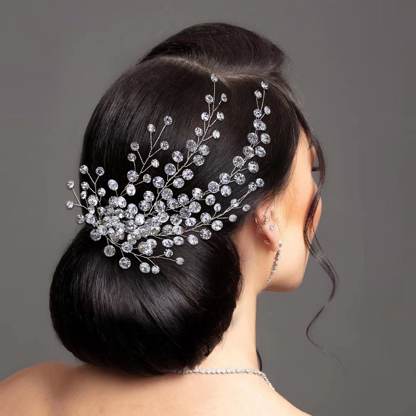 BRIDELLA BHP590 Silvery Rhinestone Bridal Hair Comb Wedding Hair Accessories Handmade Bride Head Piece Woman Headdress for Party