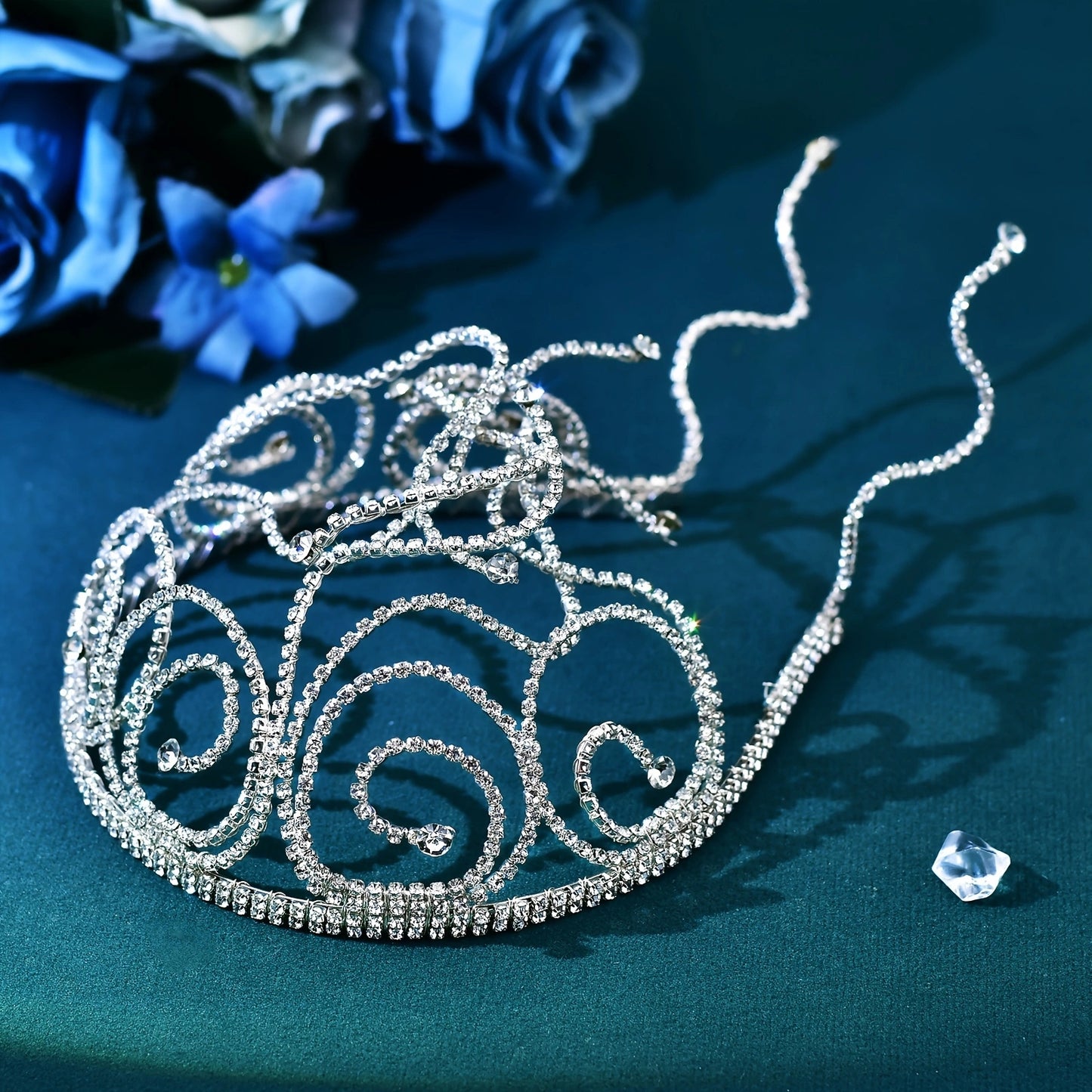 BRIDELLA BHP620 Metal Chain Hair Hoop Silvery Bridal Wedding Rhinestone Hair Accessories Fashion Woman Party Headwear Bridesmaid Gifts