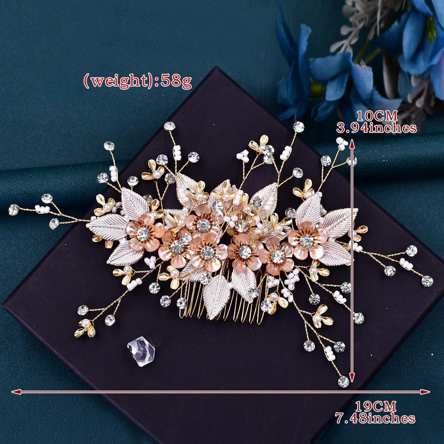 BRIDELLA BHP358 Alloy Flowers Bridal Hair Comb Rhinestones Headwear Bridesmaid Hair Clips Leaf Bridal Hair Accessories Headdress
