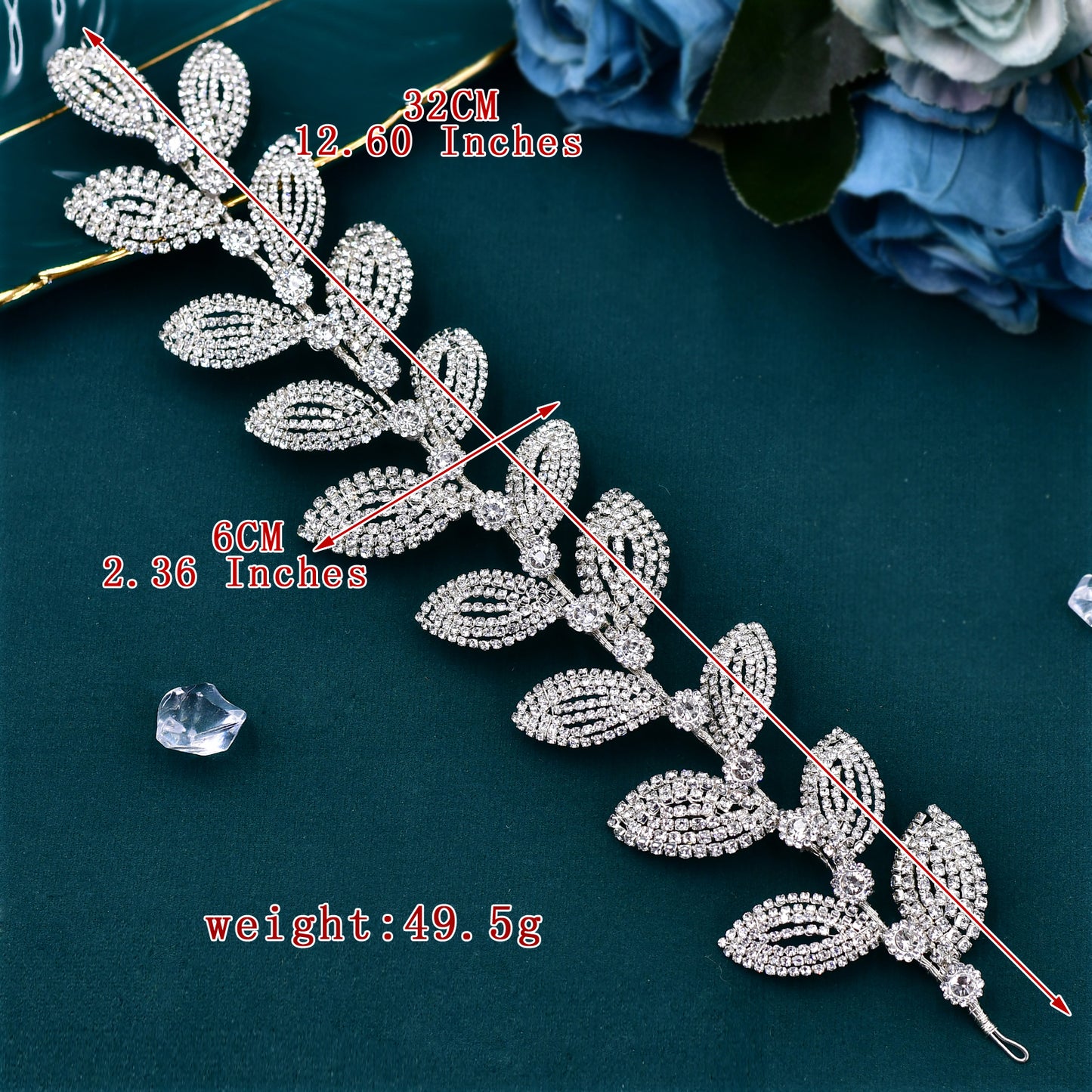 BRIDELLA BHP578 Bridal Headband Handmade Leaf Headpiece for Woman Wedding Hair Accessories Bride Tiara Rhinestone Headdress