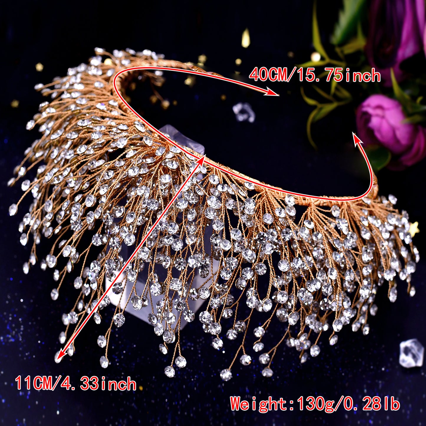BRIDELLA BHP193 Bride Crown Bridal Tiara Wedding Hair Crown Bride Crown Bridal Wedding Hair Jewelry Princess Diadem Accessories