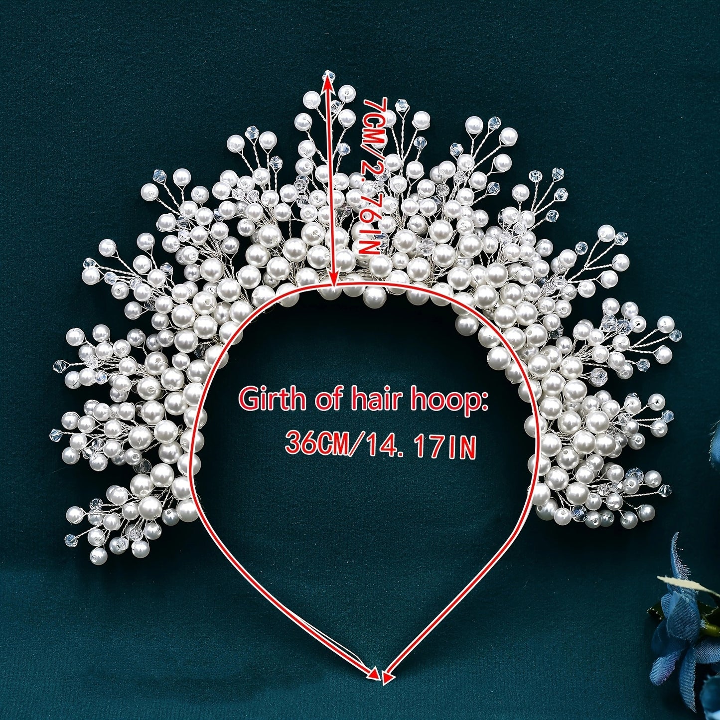 BRIDELLA BHP598 Wedding Pearls Crown Bridal Beaded Headband Woman Dress Jewelry Hair Accessories Classic Tiaras Girl Birthday