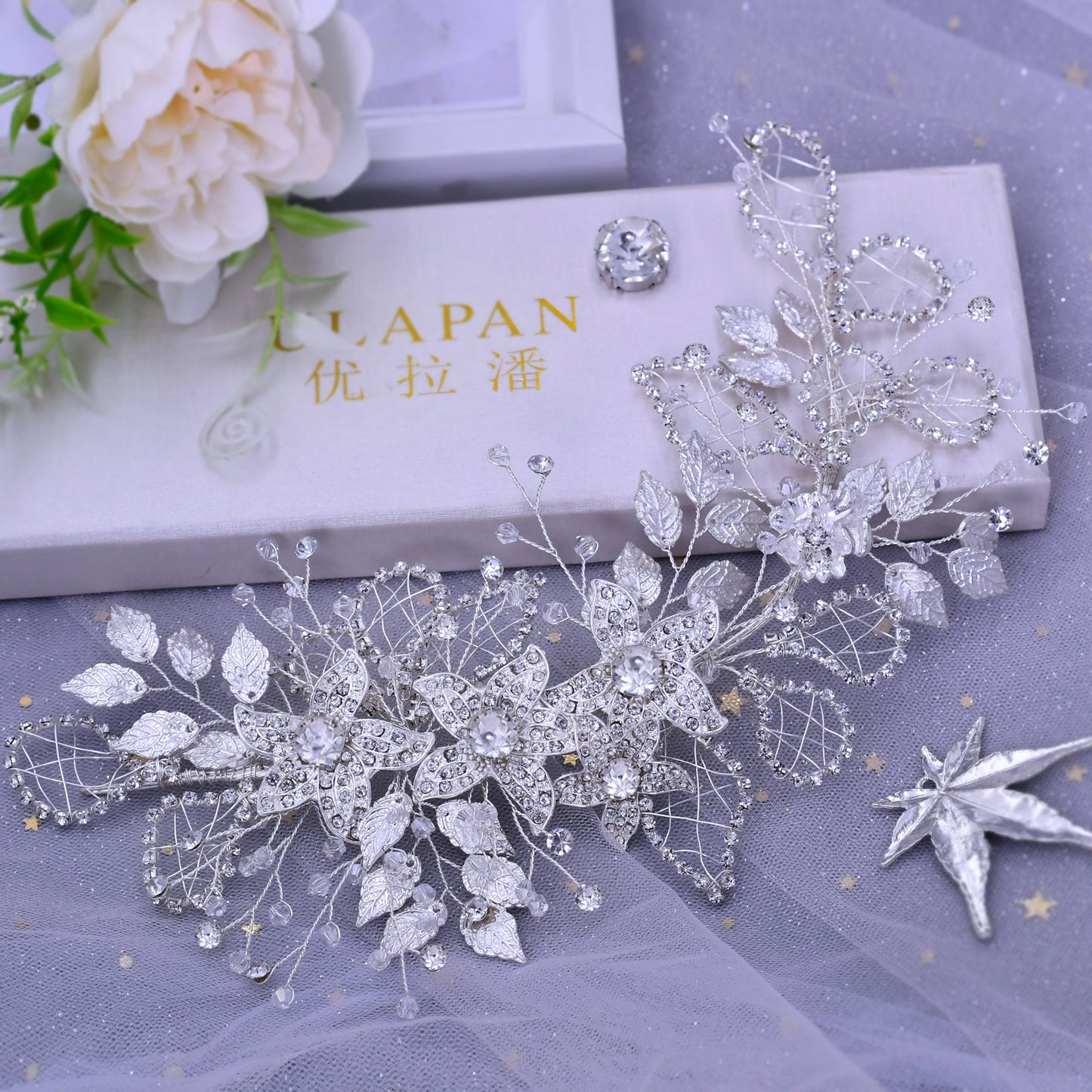 BRIDELLA BHP282 Wedding Bridal Headband Alloy Flower Headdress Shining Rhinestone Headpiece Women Banquet Party Hair Accessories