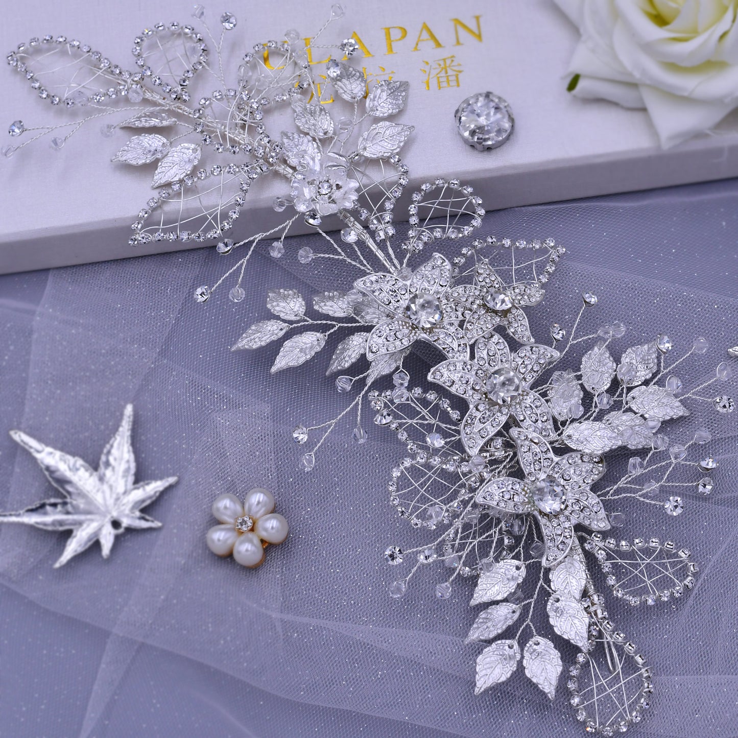 BRIDELLA BHP282 Wedding Bridal Headband Alloy Flower Headdress Shining Rhinestone Headpiece Women Banquet Party Hair Accessories