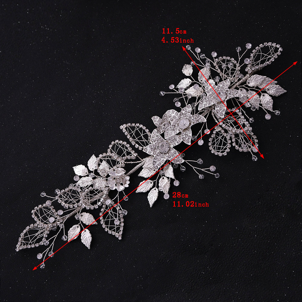BRIDELLA BHP282 Wedding Bridal Headband Alloy Flower Headdress Shining Rhinestone Headpiece Women Banquet Party Hair Accessories