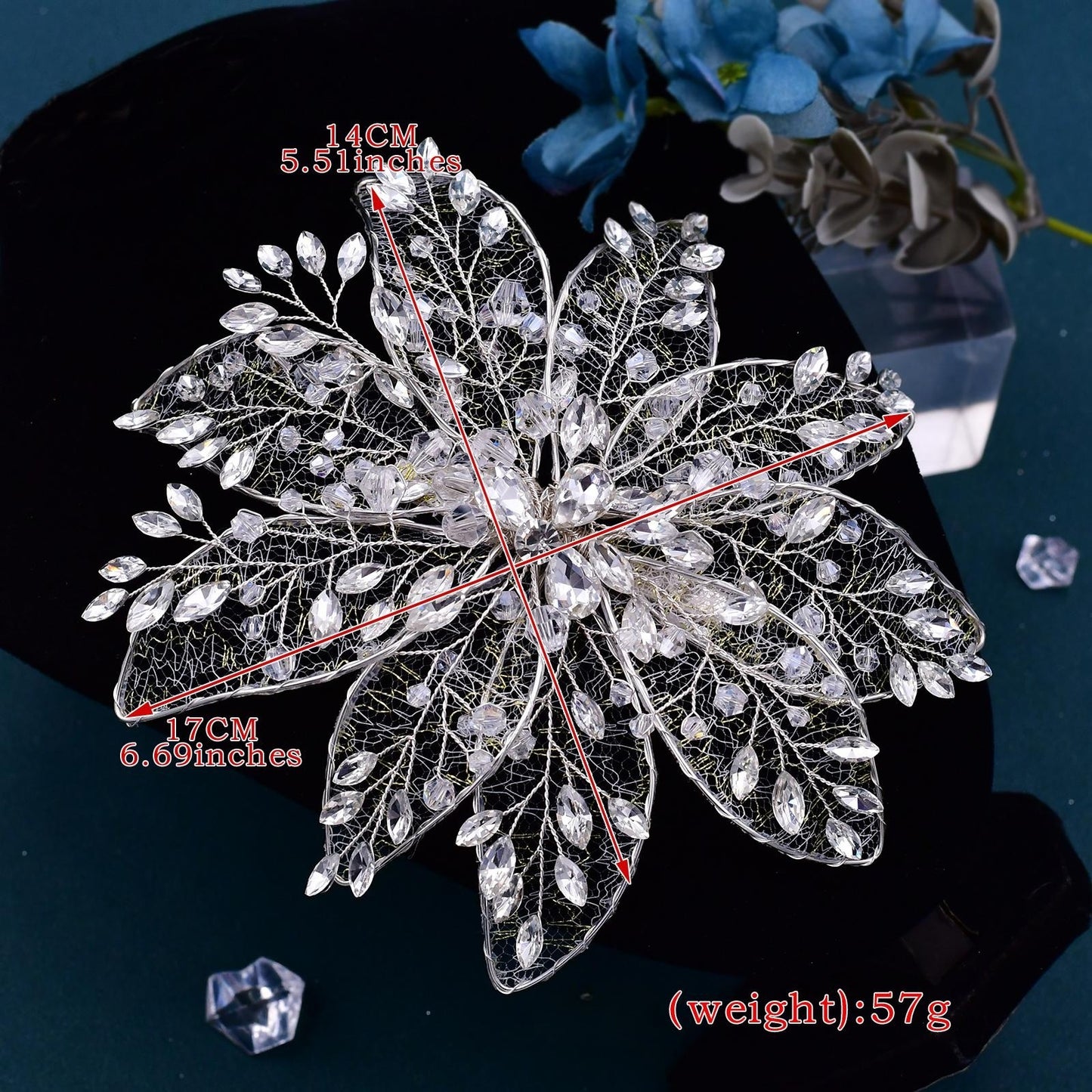 BRIDELLA BHP217 Vintage Hairwear Wedding Hair Jewelry Bridal Crown Silver Rhinestone Wedding Tiara Feather Wedding Headpieces