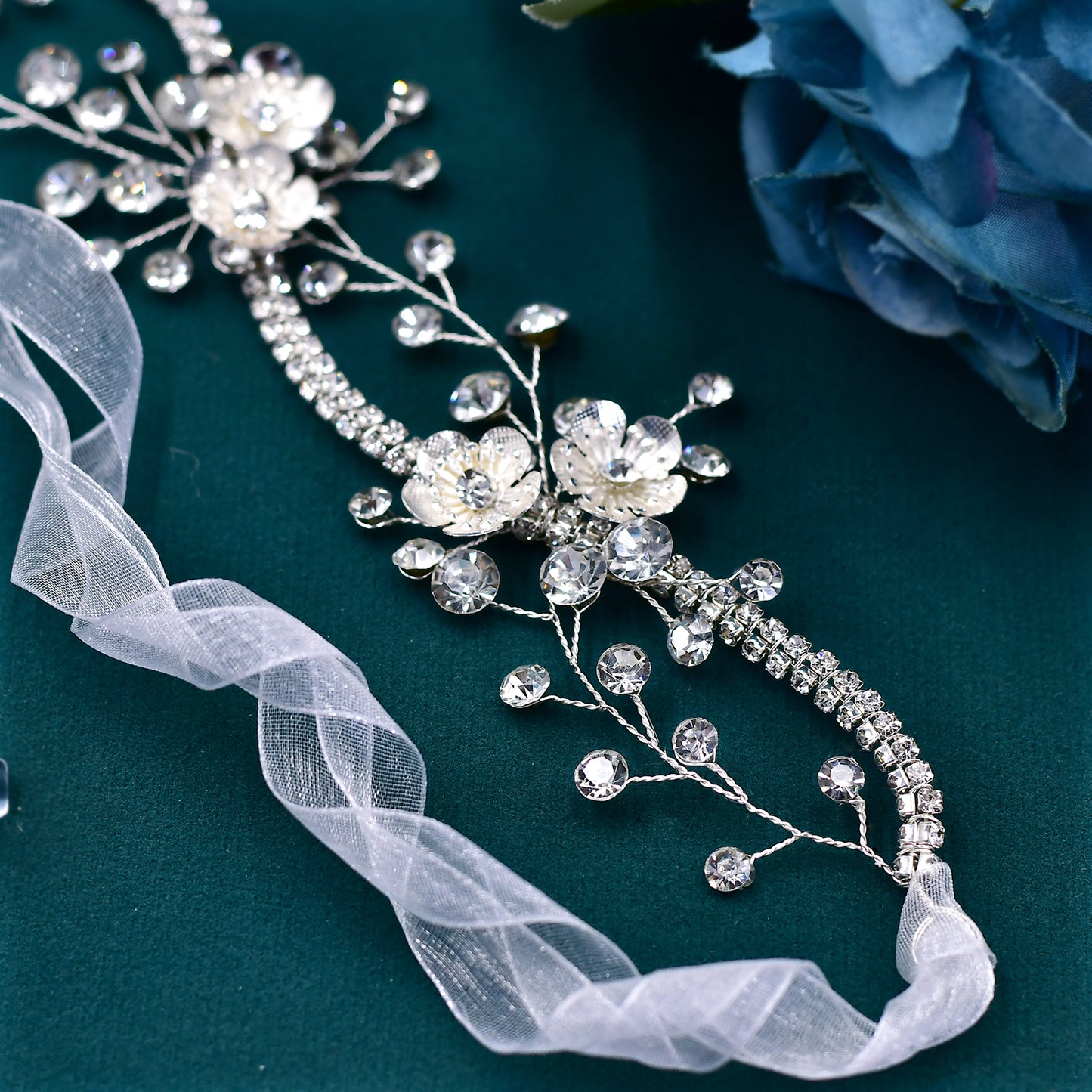 BRIDELLA BHP573 Elegant Bridal Headband Crystal Alloy Flower Bride Headpiece Wedding Hair Accessories Woman Headdress for Party