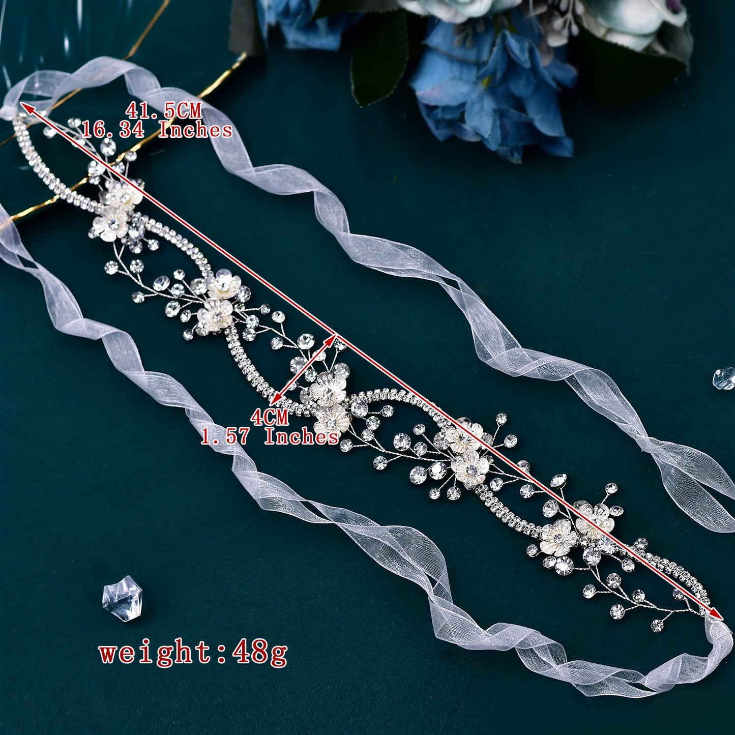 BRIDELLA BHP573 Elegant Bridal Headband Crystal Alloy Flower Bride Headpiece Wedding Hair Accessories Woman Headdress for Party