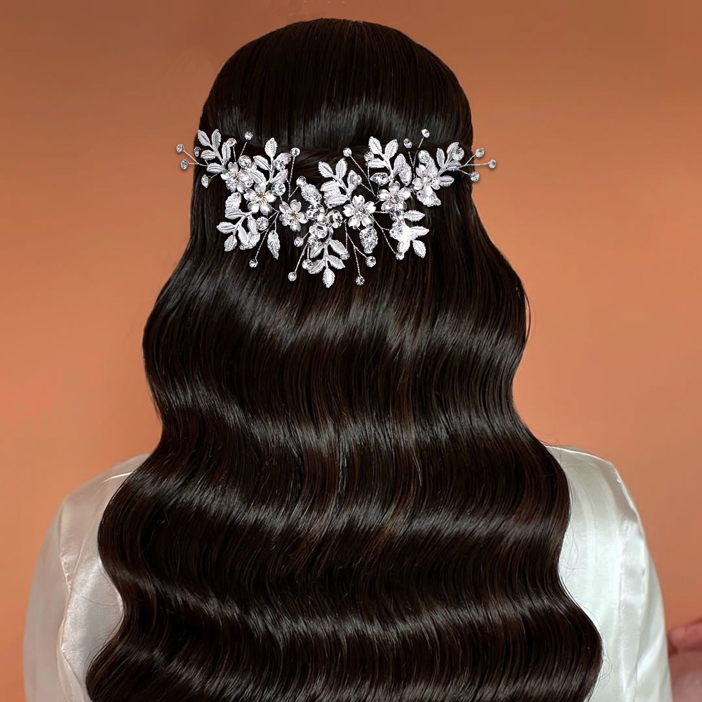 BRIDELLA BHP843 Fashion Alloy Leaf Hair Comb Accessories Rhinestones Hairpins for Daily Party Gathering Wedding Wearing Hair Comb