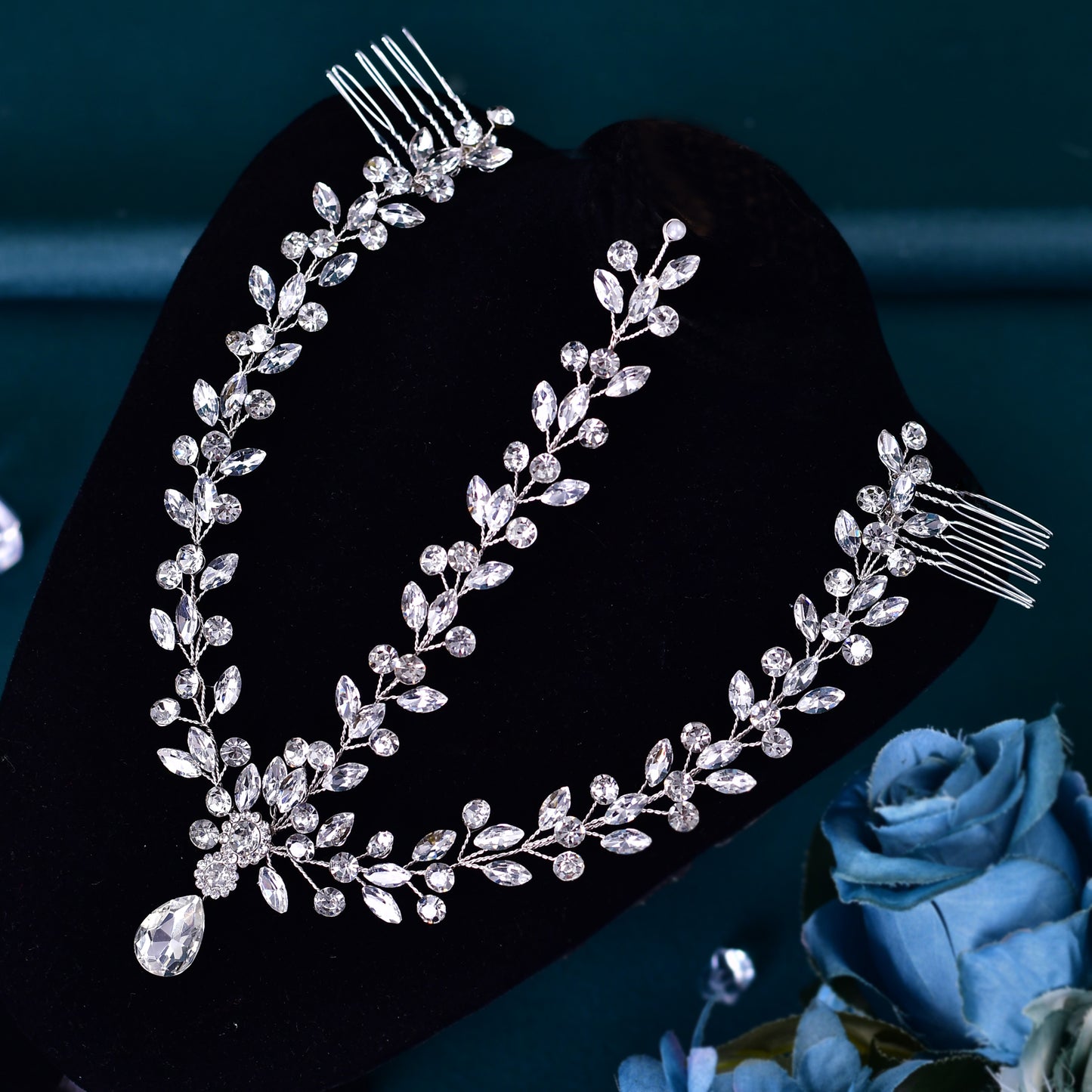 BRIDELLA BHP541 Bridal Headband Forehead Headdress for Woman Bohemian Bride Headpiece with Combs Woman Wedding Hair Accesories