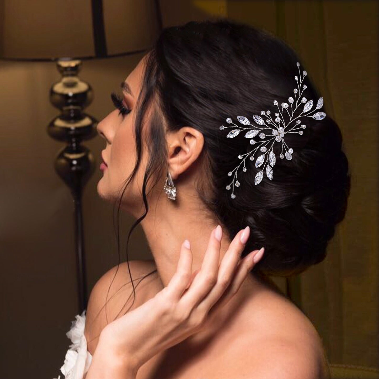 BRIDELLA BHP103GM Wedding Hair Accessories Pearl Bride Headband Pearl Wedding Headpieces for Bride Bridal Pins Wedding Clips