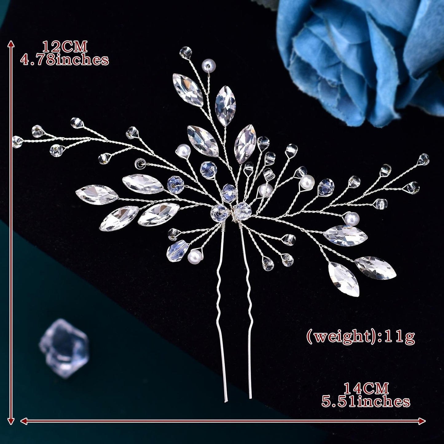 BRIDELLA BHP103GM Wedding Hair Accessories Pearl Bride Headband Pearl Wedding Headpieces for Bride Bridal Pins Wedding Clips