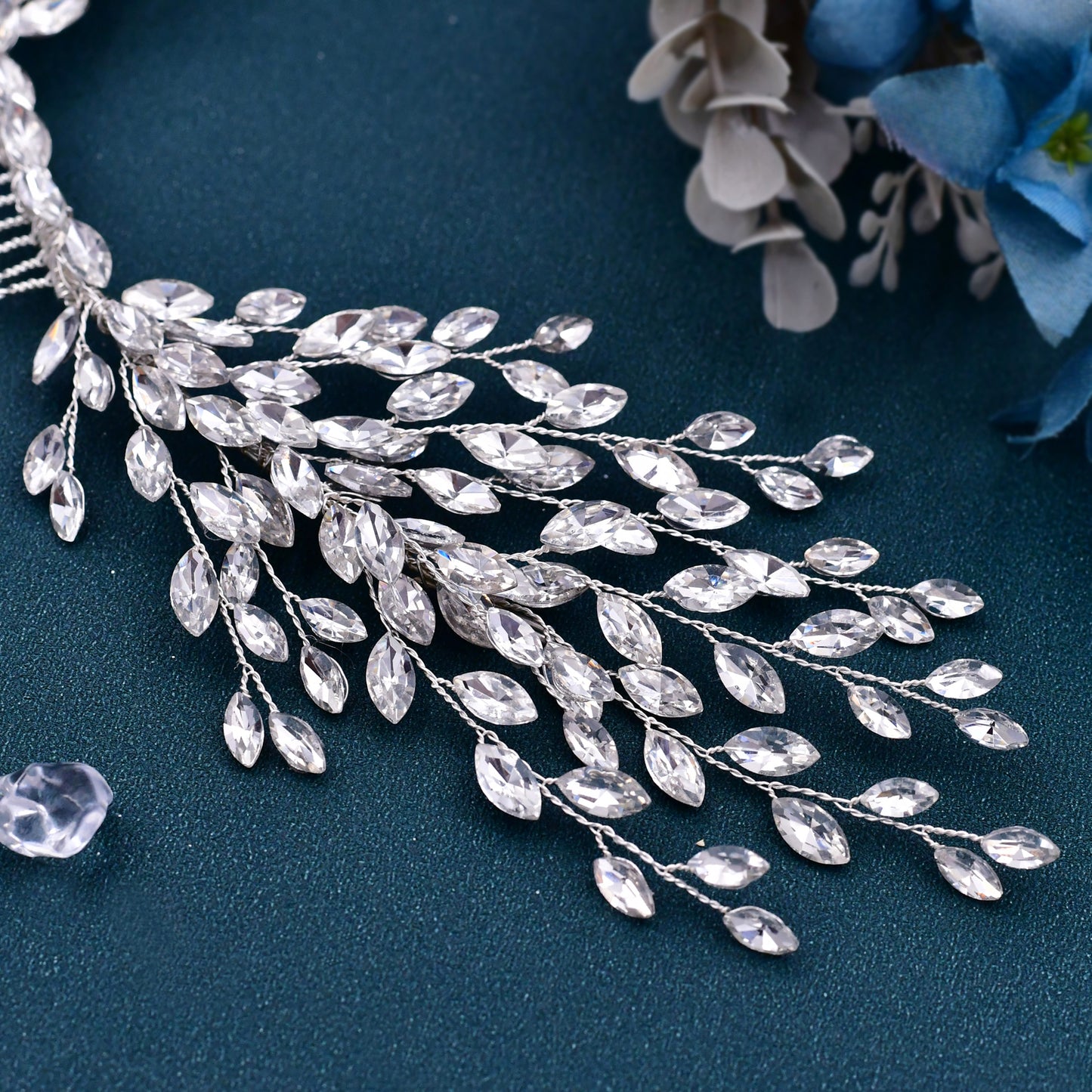 BHP276-S silver rhinestone hair comb