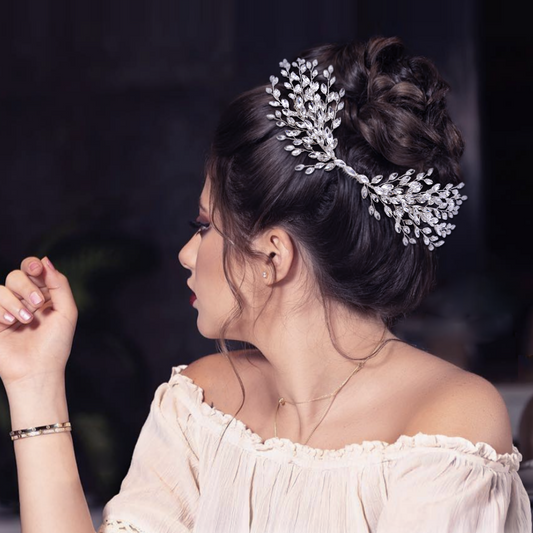 BHP276-S silver rhinestone hair comb