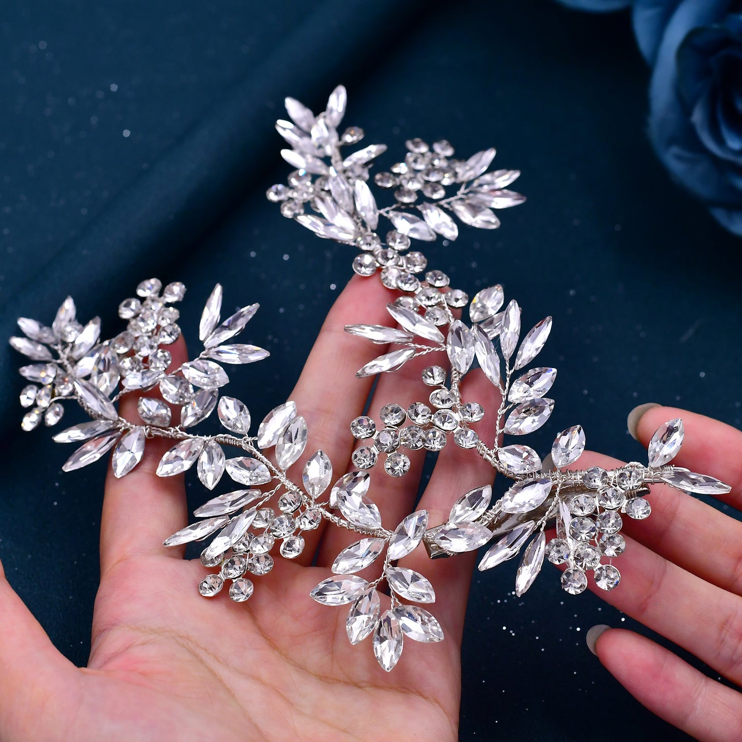 BRIDELLA BHP271 Bridal Rhinestone Hairpin Fashion Hair Clip Woman Wedding Hairpiece Handmade Crystal Hair Accessories Bride Headwear