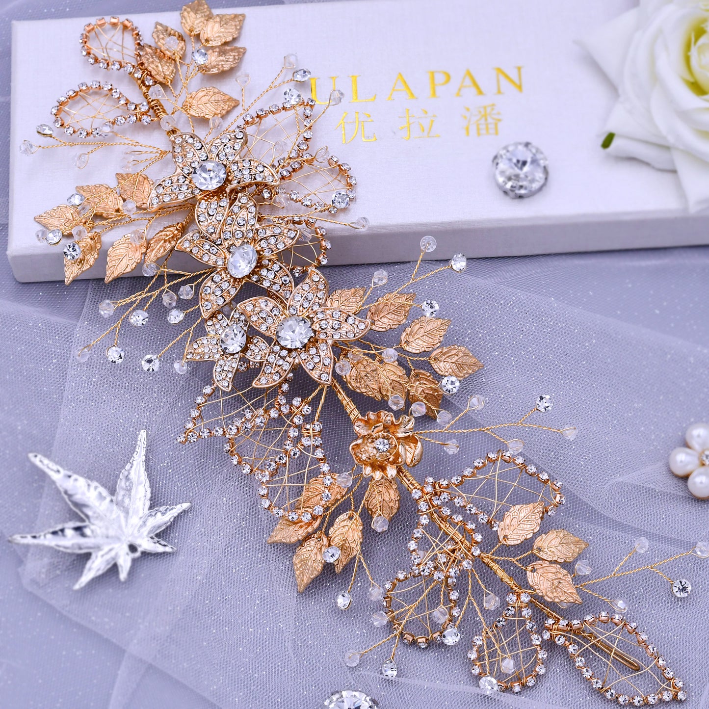 BRIDELLA BHP282 Alloy Flower Headband Wedding Hair Accessories Rhinestone Crystal Women Headdress Banquet Party Headpiece