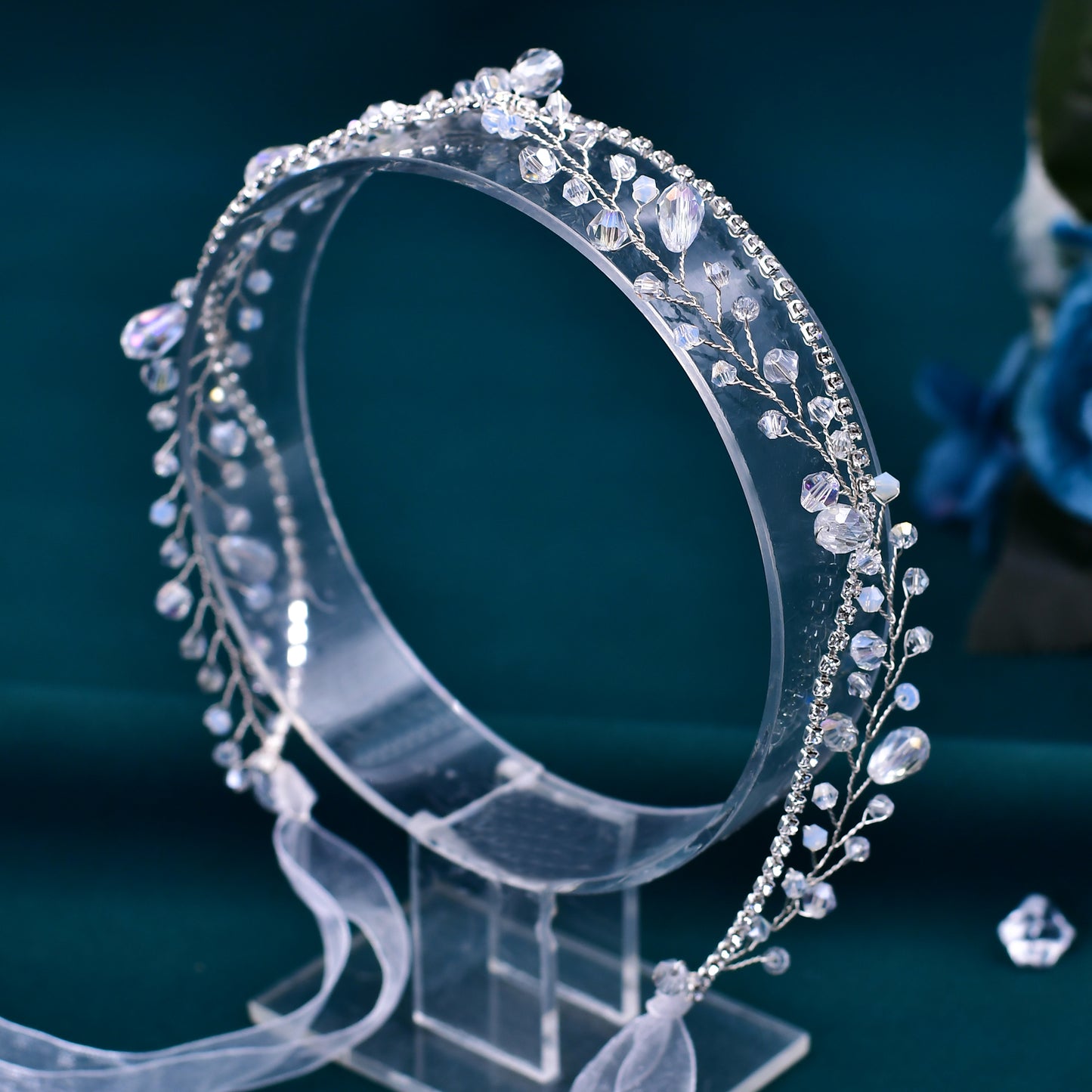 BRIDELLA BHP93 Bridal Tiara Crystal Woman Headpiece Wedding Headwear Hair Accessories Jewelry Handmade Bride Headband for Party