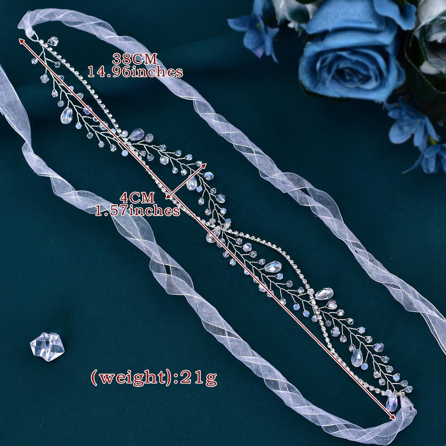 BRIDELLA BHP93 Bridal Tiara Crystal Woman Headpiece Wedding Headwear Hair Accessories Jewelry Handmade Bride Headband for Party