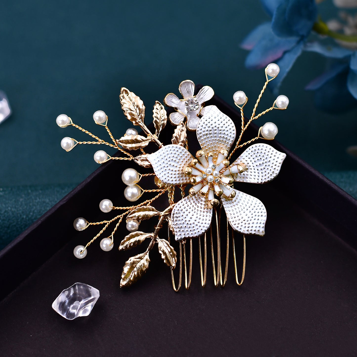 BRIDELLA BHP359 Alloy Flower Wedding Hair Comb for Bride Bridesmaid Headwear Handmade Pearl Woman Hair Clip Accessories Headdress