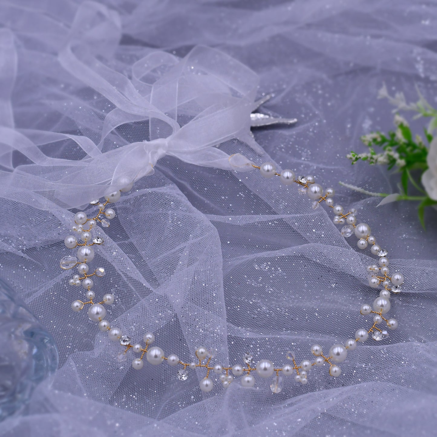 BRIDELLA BHP03 Bridal Tiara Bridal Headband Pearl Bridal Wedding Hair Accessories Crystal Wedding Hair Jewelry Wedding Hairband