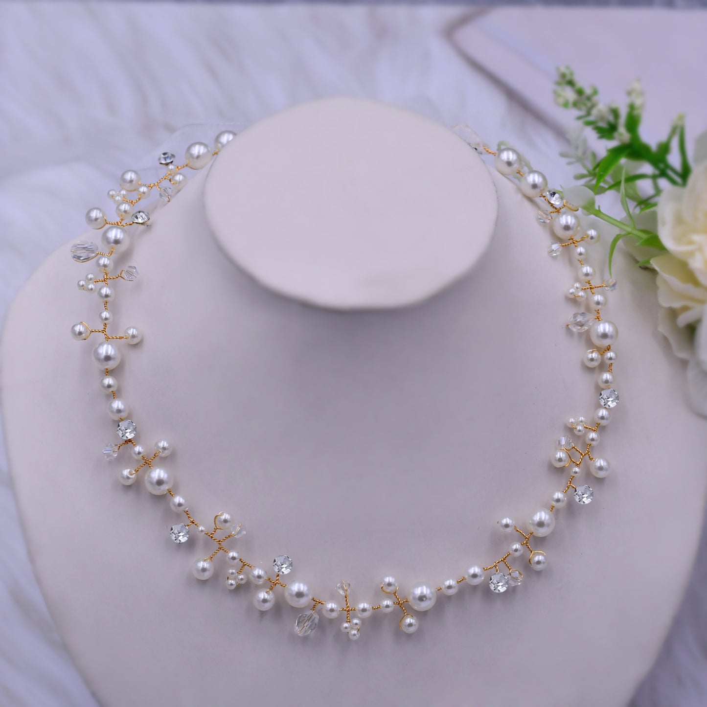 BRIDELLA BHP03 Bridal Tiara Bridal Headband Pearl Bridal Wedding Hair Accessories Crystal Wedding Hair Jewelry Wedding Hairband