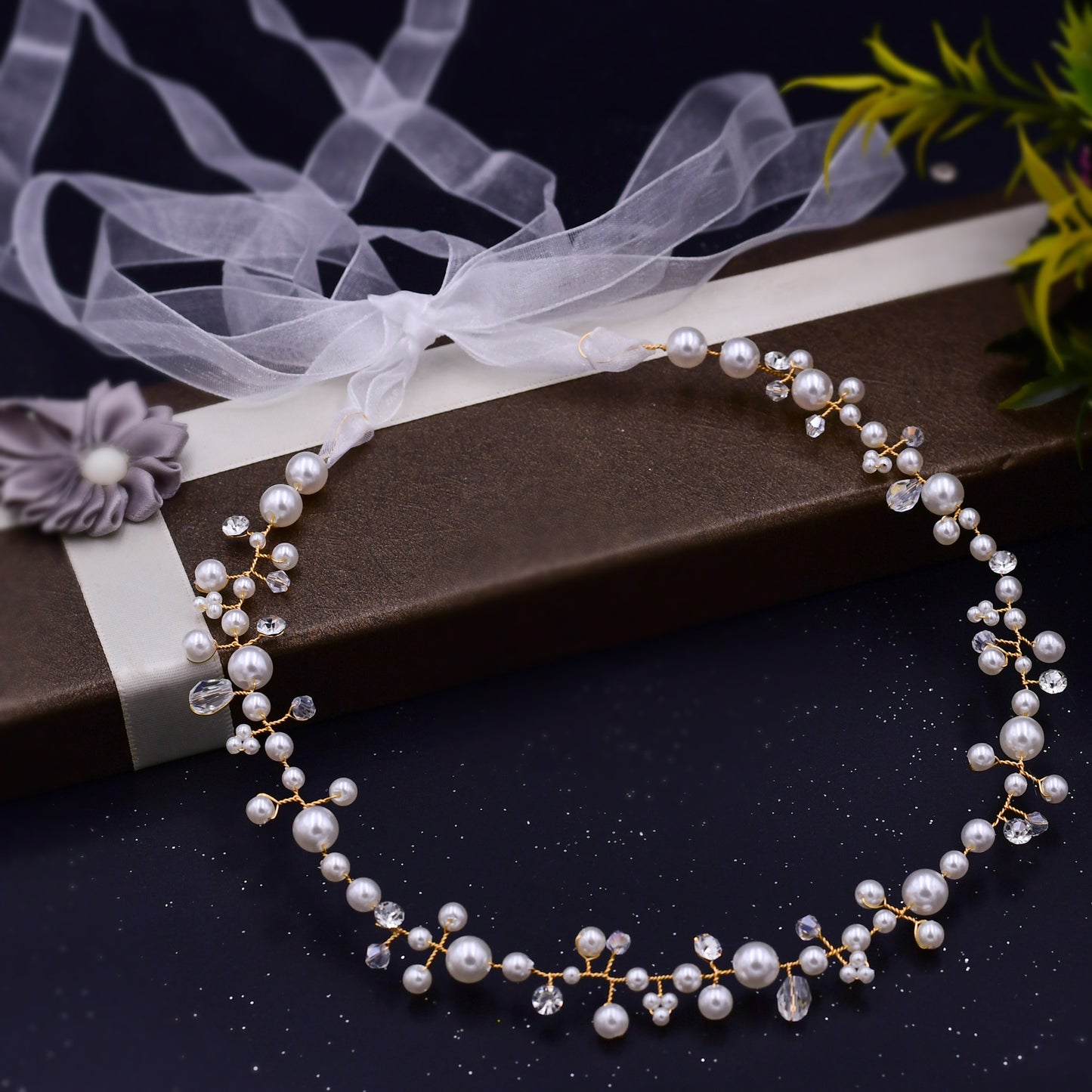 BRIDELLA BHP03 Bridal Tiara Bridal Headband Pearl Bridal Wedding Hair Accessories Crystal Wedding Hair Jewelry Wedding Hairband
