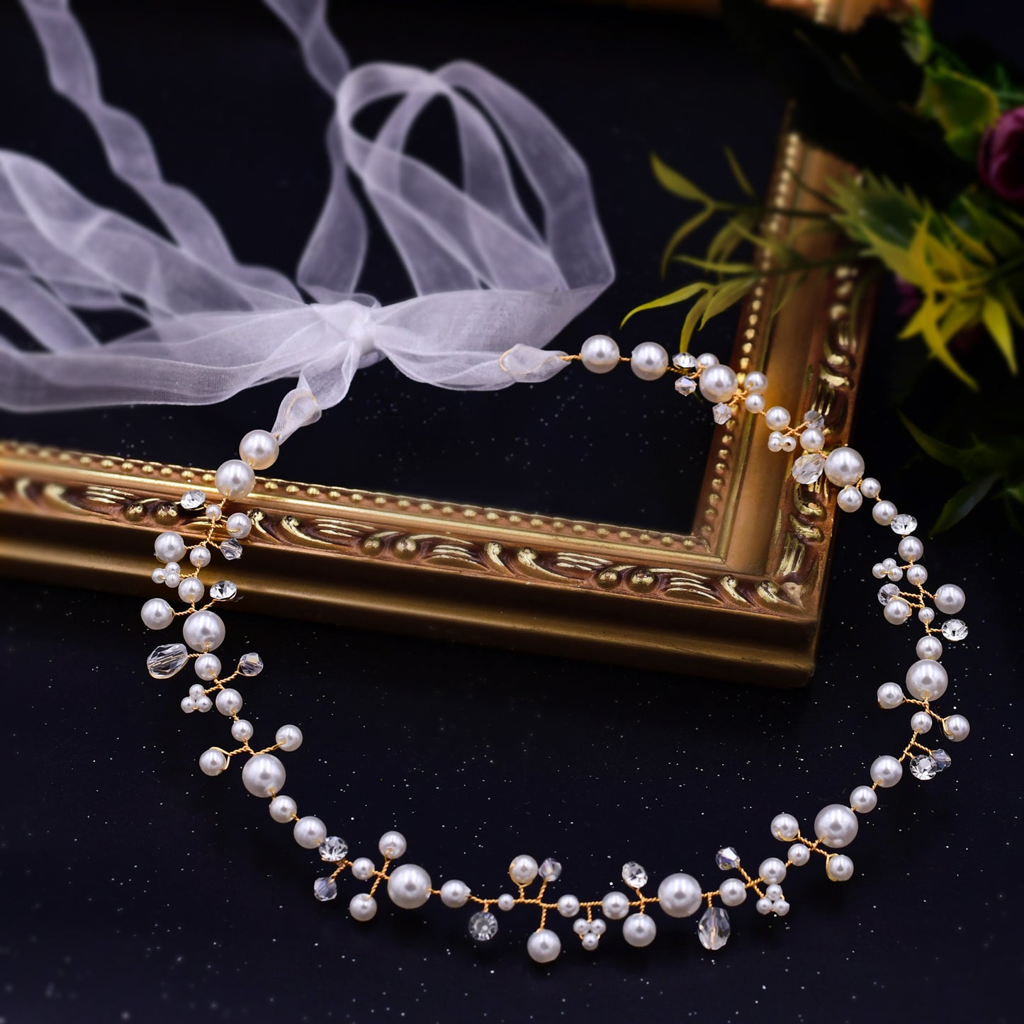 BRIDELLA BHP03 Bridal Tiara Bridal Headband Pearl Bridal Wedding Hair Accessories Crystal Wedding Hair Jewelry Wedding Hairband