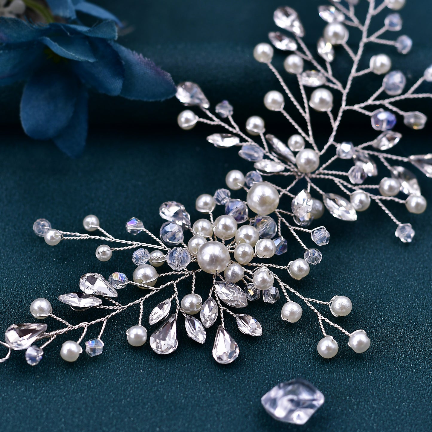 BRIDELLA BHP84 Wedding Pearls Hairpiece Bridal Rhinestone Crystal Hair Accessories Woman Party Headband Bride Fashion Headwear