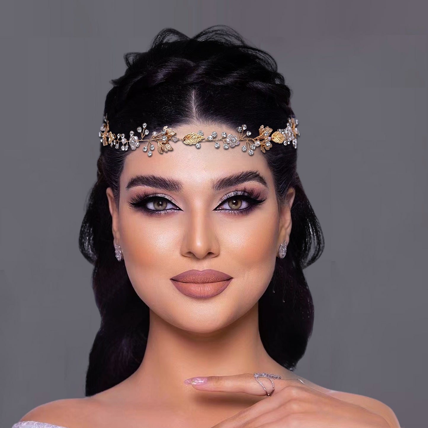 BRIDELLA BHP122 Trendy Bried Hair Band Wedding Hair Accessories Alloy Leaf Bridal Headpiece Golden Color Woman Hair Vine Headband