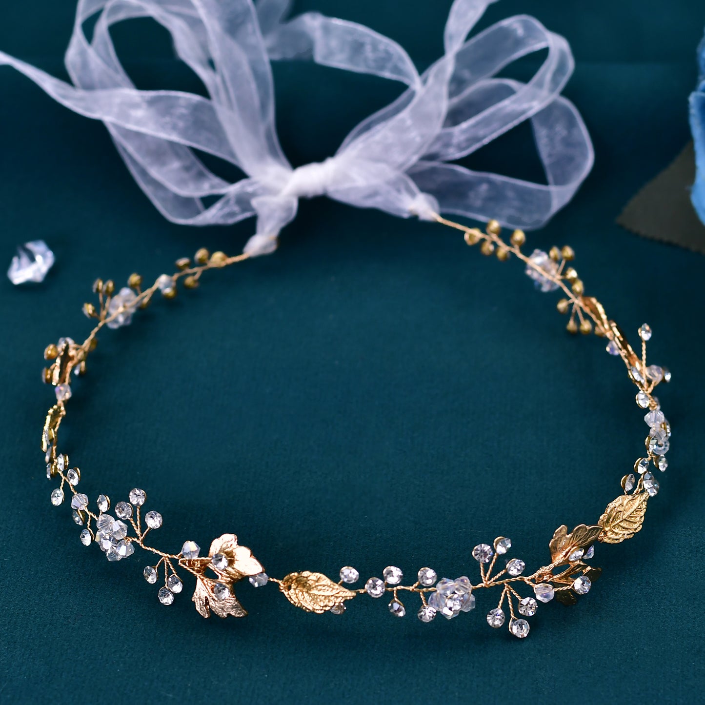 BRIDELLA BHP122 Trendy Bried Hair Band Wedding Hair Accessories Alloy Leaf Bridal Headpiece Golden Color Woman Hair Vine Headband