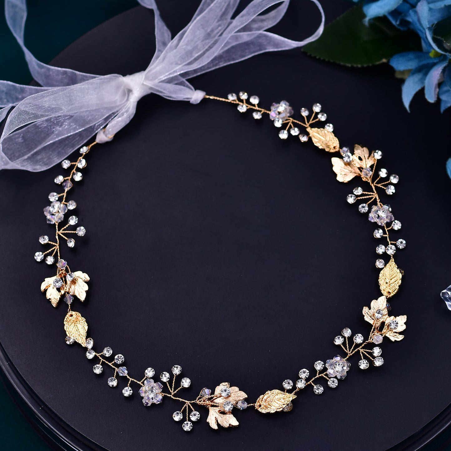 BRIDELLA BHP122 Trendy Bried Hair Band Wedding Hair Accessories Alloy Leaf Bridal Headpiece Golden Color Woman Hair Vine Headband