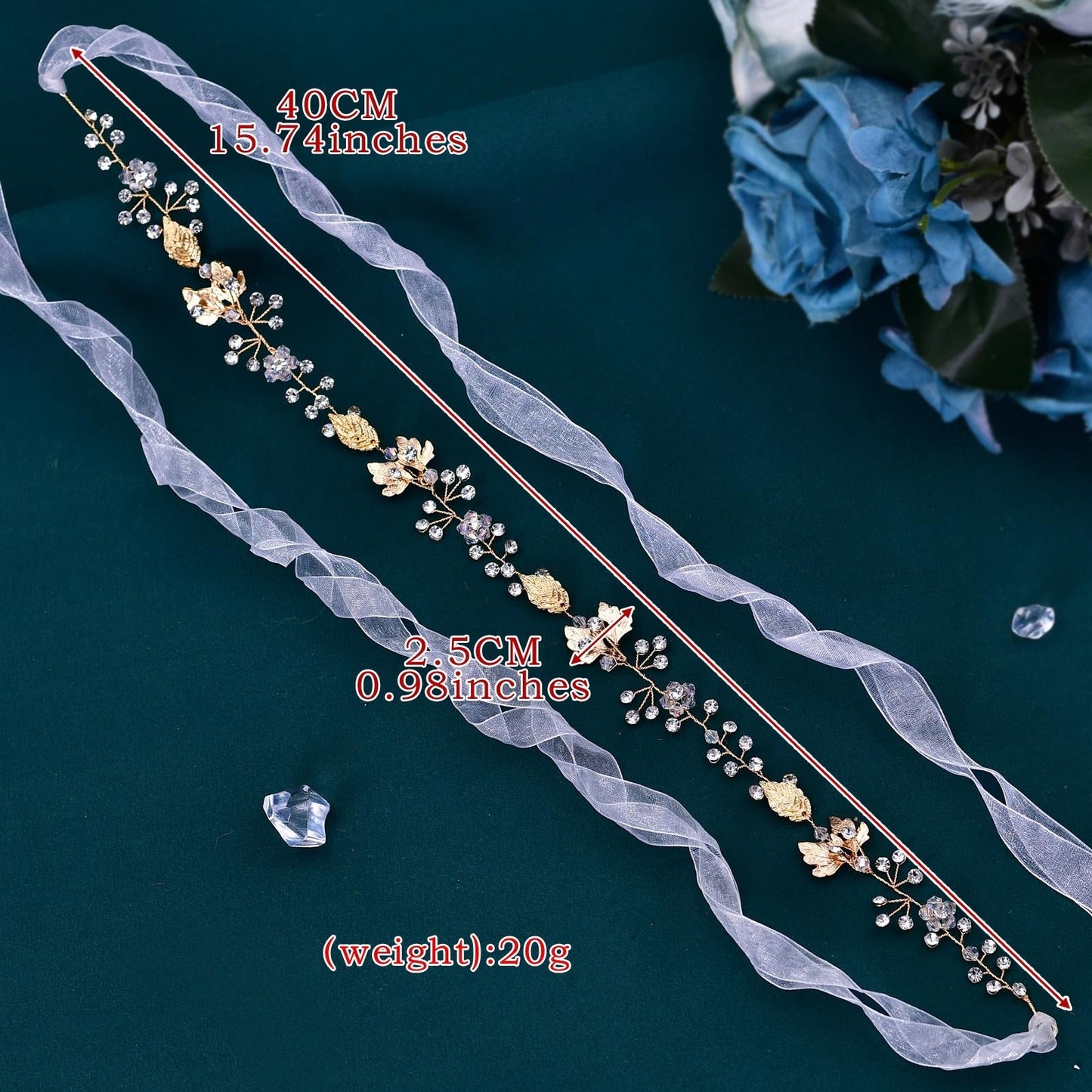 BRIDELLA BHP122 Trendy Bried Hair Band Wedding Hair Accessories Alloy Leaf Bridal Headpiece Golden Color Woman Hair Vine Headband