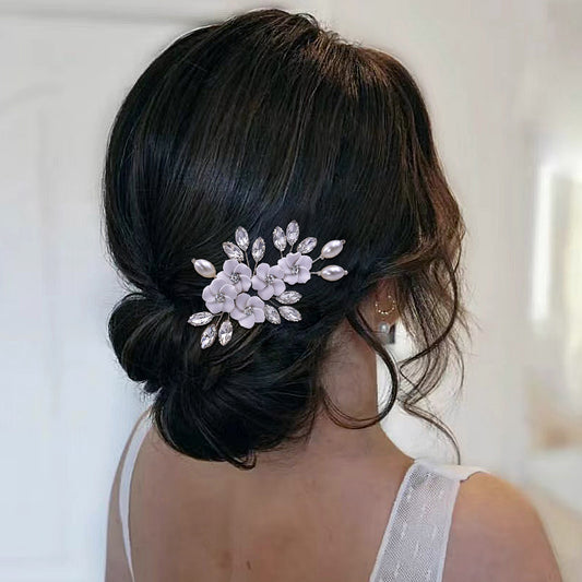 BHP345 silver rhinestone pearl headwear